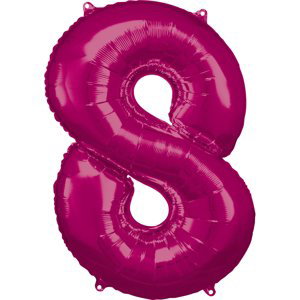 Amscan Balónky fóliové narozeniny číslo 8 růžové 86cm Amscan Balónky fóliové narozeniny číslo 8 růžové 86cm