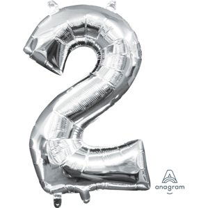 Amscan balónek foliový narozeniny číslo 2 stříbrný 35 cm Amscan balónek foliový narozeniny číslo 2 stříbrný 35 cm