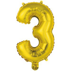 Amscan Balónek foliový narozeniny číslo 3 zlatý 35 cm Amscan Balónek foliový narozeniny číslo 3 zlatý 35 cm