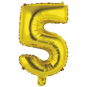 Balónek foliový narozeniny číslo 5 zlatý 35 cm Amscan Balónek foliový narozeniny číslo 5 zlatý 35 cm Amscan