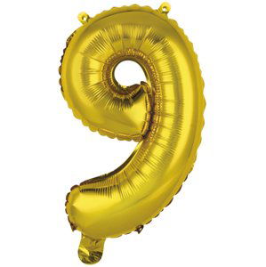 Balónek foliový narozeniny číslo 9 zlatý 35 cm Amscan Balónek foliový narozeniny číslo 9 zlatý 35 cm Amscan