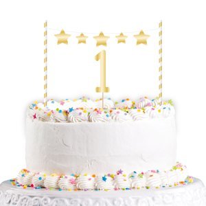 Dekorace na dort 1. narozeniny zlatá 19 cm Amscan Dekorace na dort 1. narozeniny zlatá 19 cm Amscan