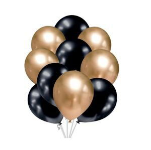 Balónky chromové zlaté a grafitově černé 10 ks 30 cm mix balonky.cz Balónky chromové zlaté a grafitově černé 10 ks 30 cm mix balonky.cz