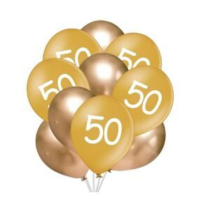 Balónky 50 narozeniny zlaté 10 ks 30 cm mix balonky.cz Balónky 50 narozeniny zlaté 10 ks 30 cm mix balonky.cz