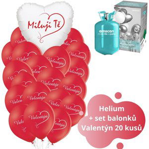 Helium set - červené balónky Miluji Tě a Valentýn 20 ks balonky.cz Helium set - červené balónky Miluji Tě a Valentýn 20 ks balonky.cz