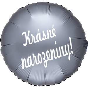 Balónek fóliový satén šedý kruh Krásné narozeniny! balonky.cz Balónek fóliový satén šedý kruh Krásné narozeniny! balonky.cz