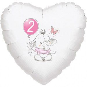 2.narozeniny růžový slon srdce foliový balónek balonky.cz 2.narozeniny růžový slon srdce foliový balónek balonky.cz