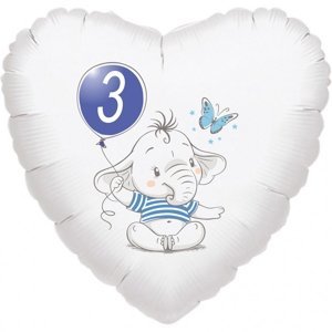 3.narozeniny modrý slon srdce foliový balónek balonky.cz 3.narozeniny modrý slon srdce foliový balónek balonky.cz