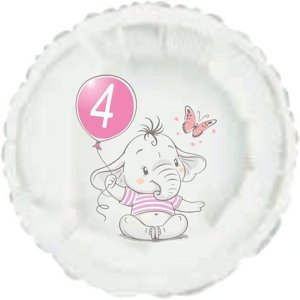 4.narozeniny růžový slon kruh foliový balónek balonky.cz 4.narozeniny růžový slon kruh foliový balónek balonky.cz