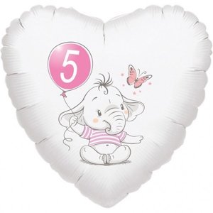 5.narozeniny růžový slon srdce foliový balónek balonky.cz 5.narozeniny růžový slon srdce foliový balónek balonky.cz