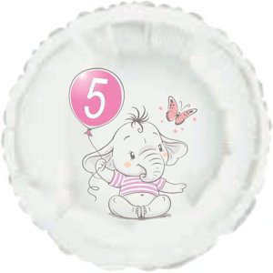 5.narozeniny růžový slon kruh foliový balónek balonky.cz 5.narozeniny růžový slon kruh foliový balónek balonky.cz
