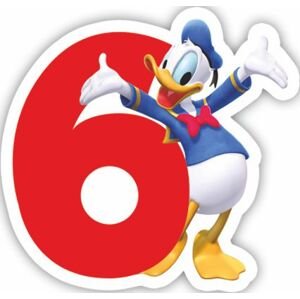 Procos Mickey Mouse dortová svíčka bílá s červeným číslem 6 Procos Mickey Mouse dortová svíčka bílá s červeným číslem 6