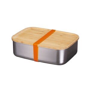 Box na oběd s bambusovým víkem, nerezová ocel