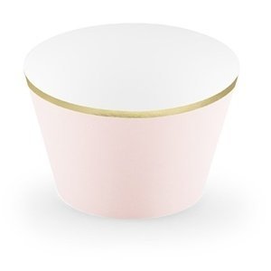 Obal na Košíčky na cupcakes růžové se zlatým okrajem 6 ks