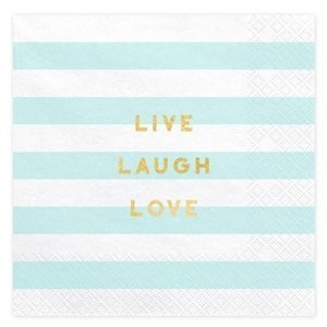 Ubrousky Yummy Live Laugh Love, světle modré, 33x33cm