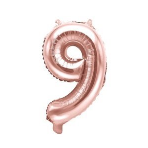 Balónek fóliový "9" růžové zlato 35 cm