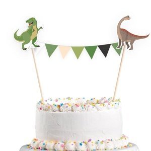 Dekorace na dort s vlaječkami Dinosauři 15 x 20 cm