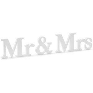 NÁPIS dřevěný Mr&Mrs bílý 50x9,5cm