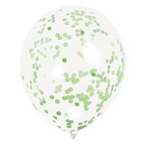 Balónky latexové se zelenými konfetami 6 ks
