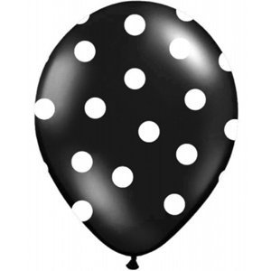 Balónek černý s bílými puntíky 50 ks