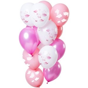 Balónky buket Baby Shower Girl latexové 30 cm 12 ks