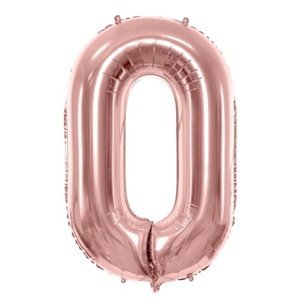 Balónek fóliový číslo 0 růžové zlato 86 cm