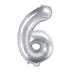 Balónek fóliový "6" stříbrná 35 cm