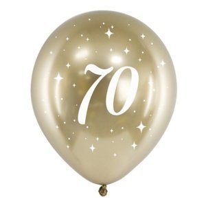 Balónky latexové chromové 70. narozeniny zlaté 30 cm 6 ks