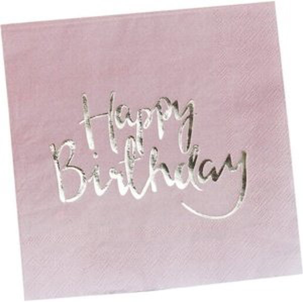 UBROUSKY papírové Ombre růžové Happy Birthday 33 x 33 cm 20 ks