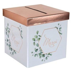 Box na přání šestihran s lístky Rose Gold 20 x 20 x 20 cm