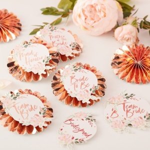 ODZNÁČKY Team Bride Floral Rose Gold 9cm 6ks