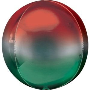 Balónek fóliový OBRZ koule Ombré červeno-zelená 40 cm