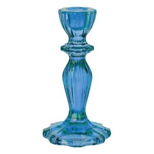 Svícen skleněný luxusní 16 cm modrý