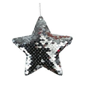 Dekorace závěsná Hvězda s flitry stříbrná 8 cm 2 ks