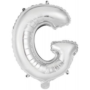 Balónek fóliový mini písmeno G stříbrné 34 cm