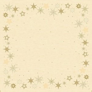 Vánoční ubrus Dunicel světle žlutý se zlatými hvězdami  84 x 84 cm 1ks