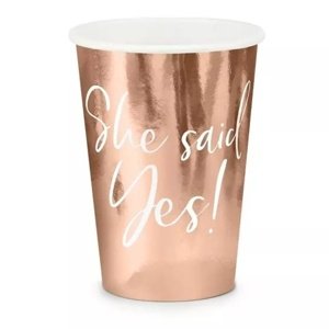 Kelímky papírové She said yes, rose gold 220ml 6ks