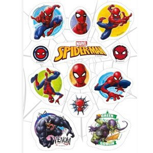 Spiderman  - Dekorace z fondánového listu na dort  12 ks