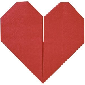Ubrousky papírové Origami srdce červené 16,5 cm 16 ks