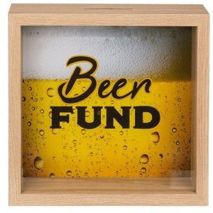 Pokladnička dřevěná Beer fund 20 x 20 cm