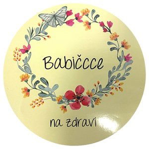 Samolepky "Babičce na zdraví" květy žlutá 10 cm