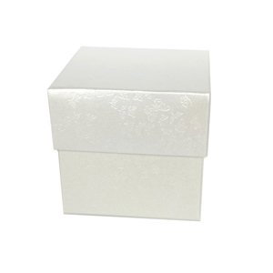 Krabička kostka Farfale krémová/bílá 7,5 x 7,5 x 7 cm