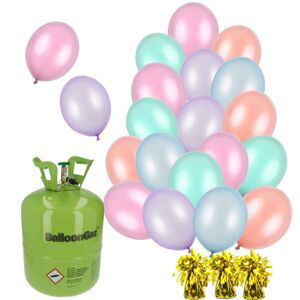 Helium s metalickým  balonkovým mixem 30 balonků 23 cm + 3 těžítka