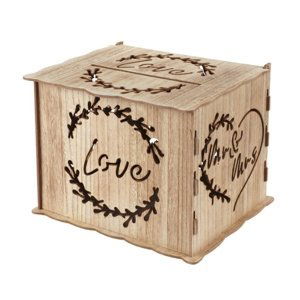 Krabice dřevěná na peníze Love 30x24x22