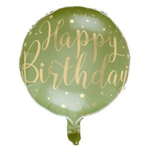Balónek fóliový olivový Happy Birthday 45 cm