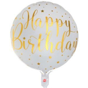 Balónek fóliový zlatý Happy Birthday 45 cm