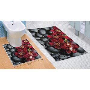 Bellatex Sada koupelnových předložek Orchidea 3D, 60 x 100 cm, 50 x 60 cm