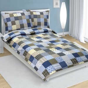 Bellatex Flanelové povlečení Patchwork modrá