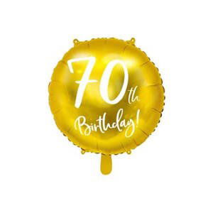 PartyDeco Foliový zlatý balónek "70. narozeniny"