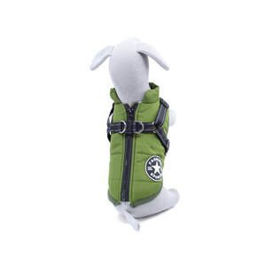 Vsepropejska Achar zimní bunda pro psa s postrojem Barva: Zelená, Délka zad (cm): 22, Obvod hrudníku: 34 - 36 cm
